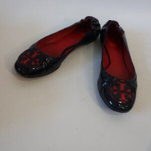 Authentic Womens Tory Burch Reva Ballet Royal Navy Patent Leather Flat Shoes 10